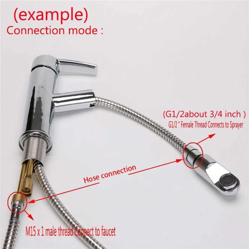 Black / Gray Nylon Wire Kitchen Faucet Pl Out Faucet Hoses Gray Nylon Pl-out Hose Tube Kitchen Wash Basin Sink Basin Connect Y251107