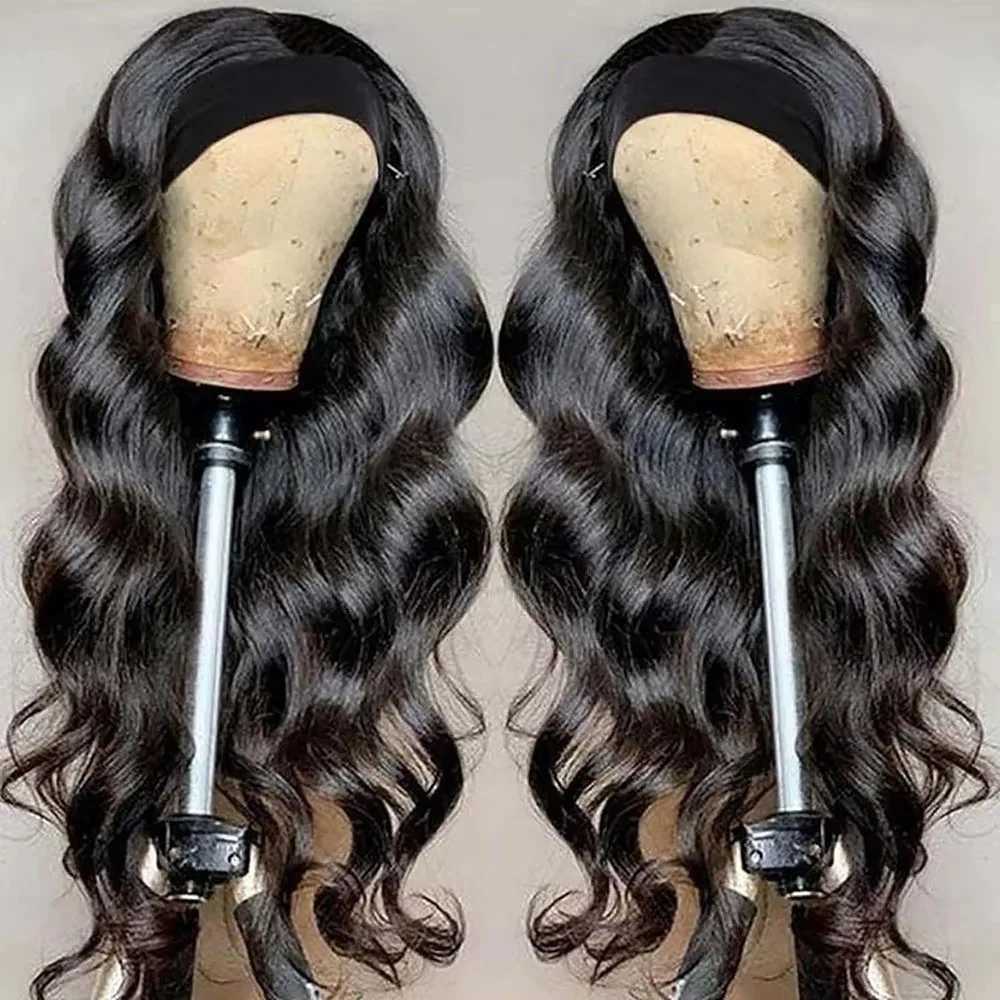 8 40 inches Body Wave Headband Wig Human Hair Bone Human Hair Wigs Full Machine Made Easy to Go 200 Density Human Hair Wigs W251107