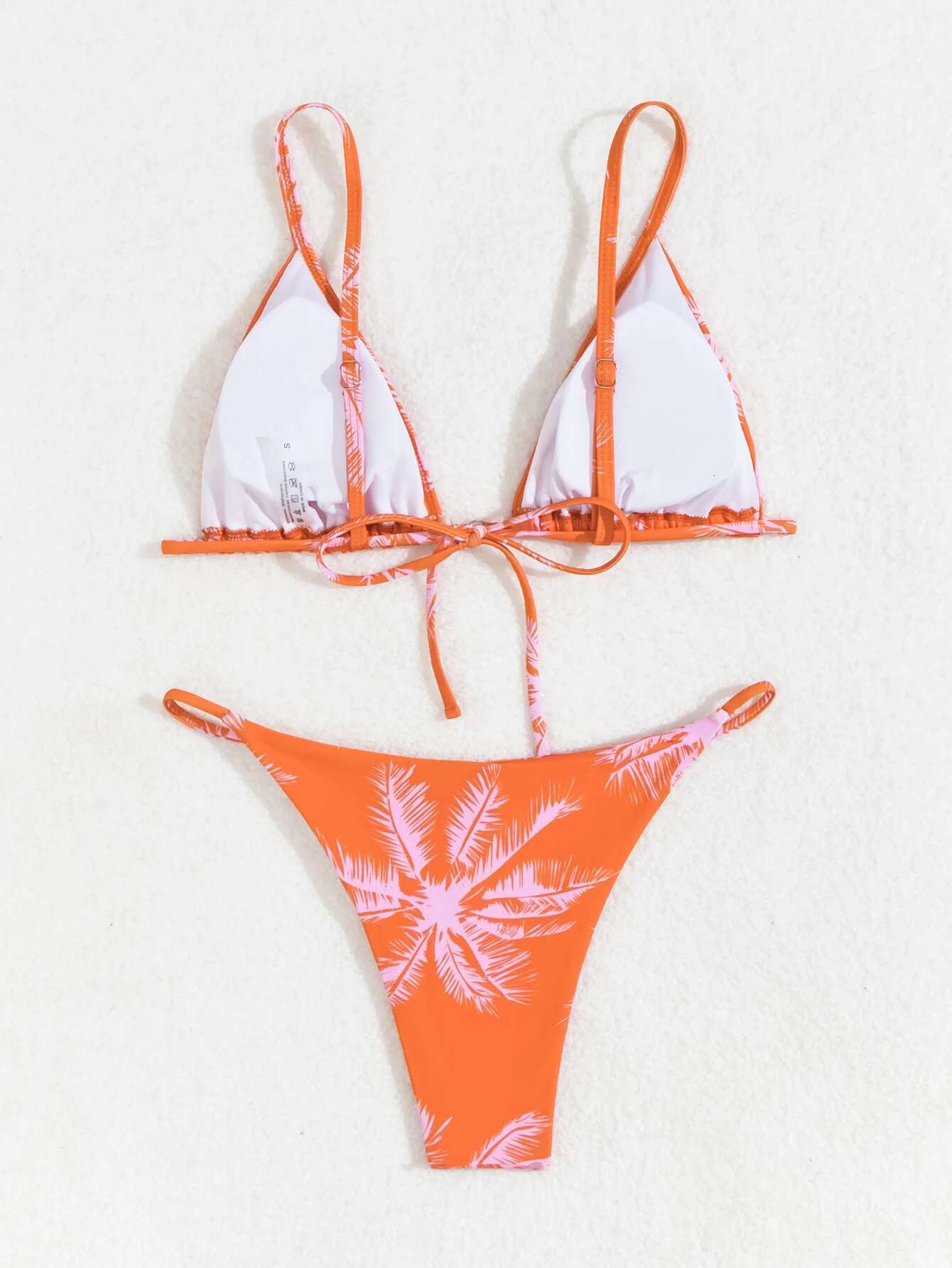 Dongdumaoyi Sexy Orange Maple Print Bikini Mujer Women Halter Push Up Bra Triangle Swimsuit Brazilian Beach Bathing Suit Micro Swimwear