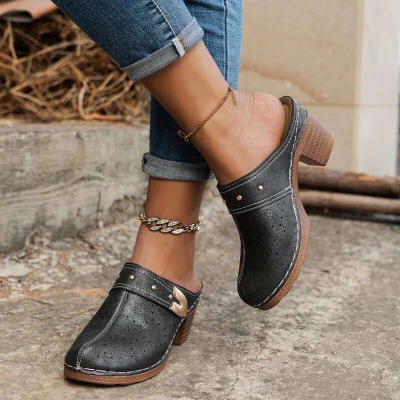 Shoes 2024 Sgbacks Women's High Heels Fashion Metal Decoration Dress Pumps New Plus Size Solid Slippers Women