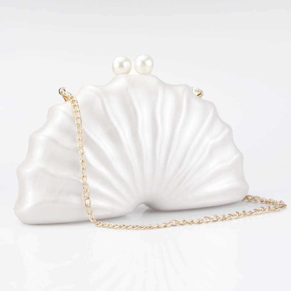 Womens Shoulder Bags Diagonal Cross Bag Shaped Shell Acrylic Fashion Wedding Banquet Handbag