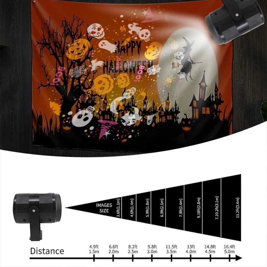 USB Power Halloween Decoration Projector Light Pumpkin Spider Bat Dynamic Pattens Projector Night Light for Bedroom Room Party W251107