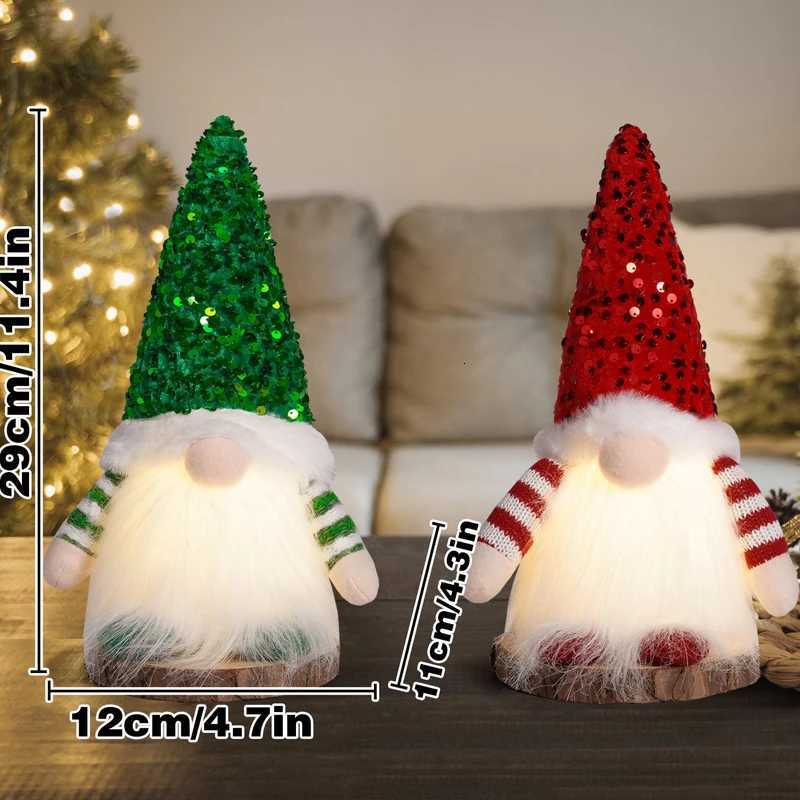 30cm Christmas Gnome Doll Elf with Led Night Light Knited Elf Dwarf Home Xmas Tree Decor New Year Childrens Gifts W251107