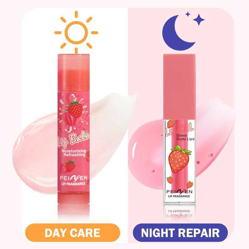 2 pack day and night set light moisturizing lipstick gloss moisturizing anti dry crack dry skin W250407