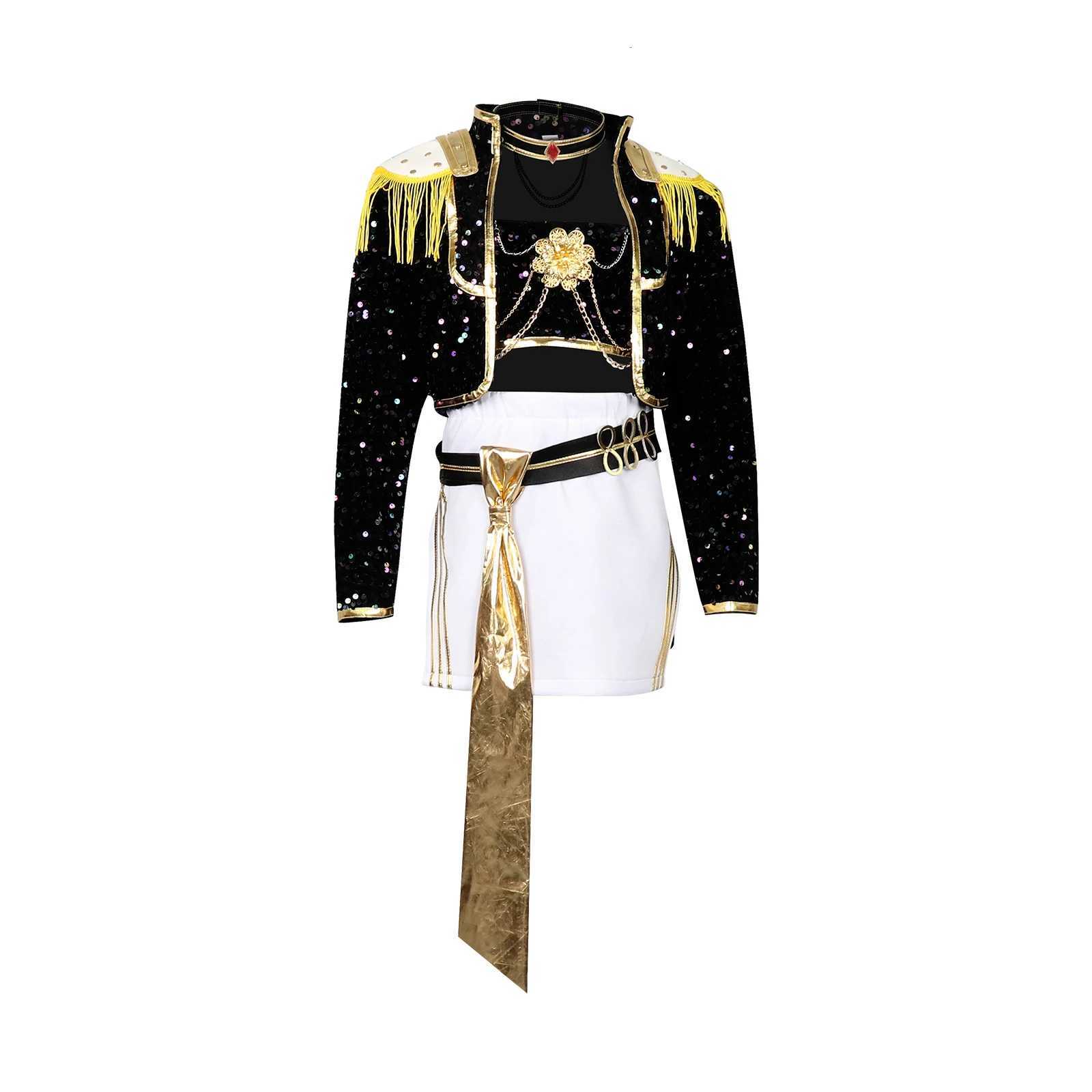 Kids Kpop Devil Hunter Huntrix Rumi mila zuoyi Cosplay costume Black and gold set Childrens girl idol role-playing costum W251107