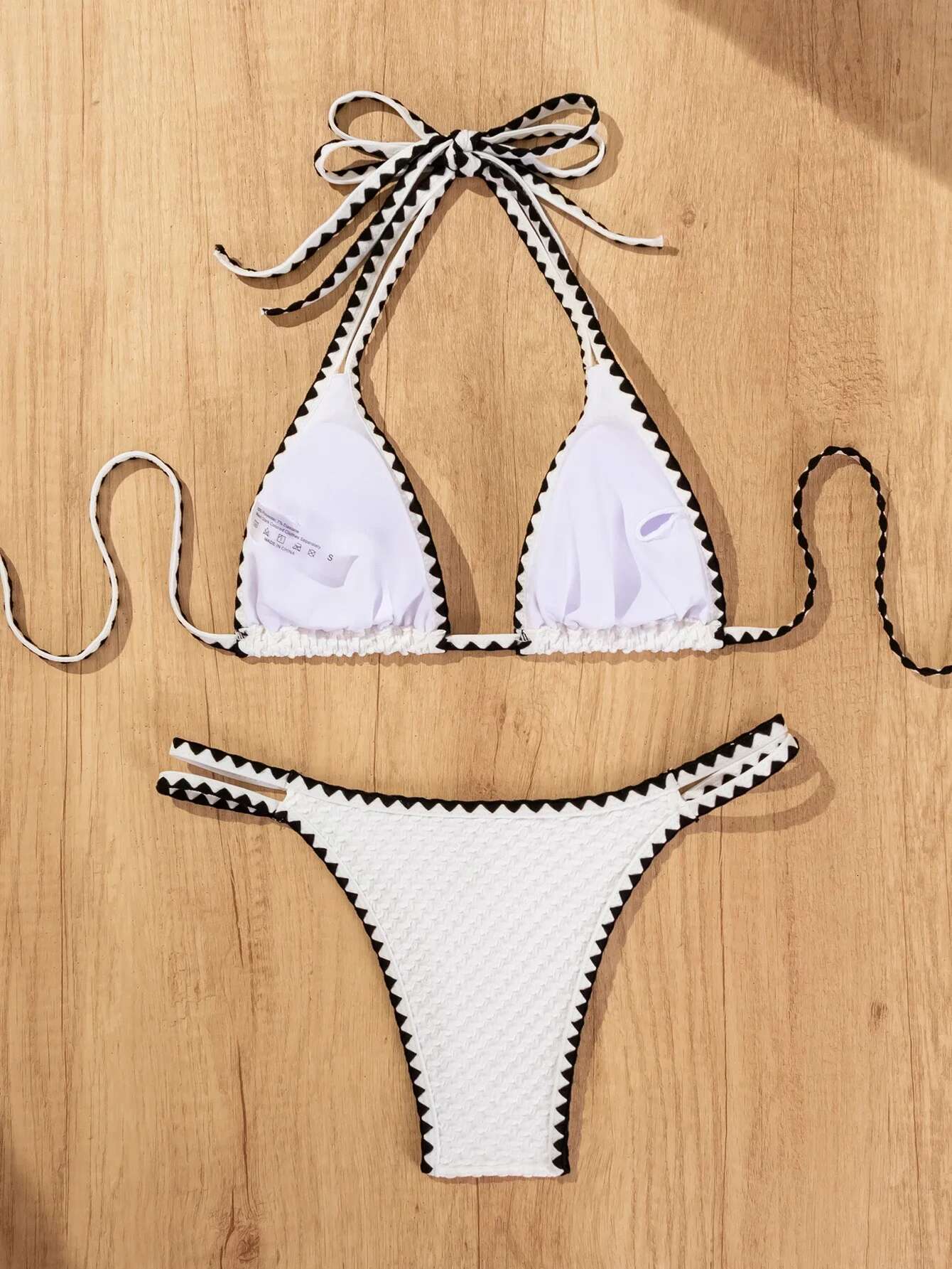 Dongdumaoyi Sexy Knitted Bikini Women White Patchwork Push Up Micro Swimwear Brazilian Summer Beach Bathing Suit Thong Swimsuit Biquini