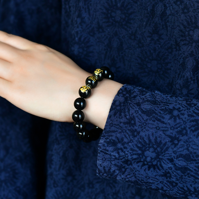 Obsidian five elements of water jewelry black crystal bracelets for men and women