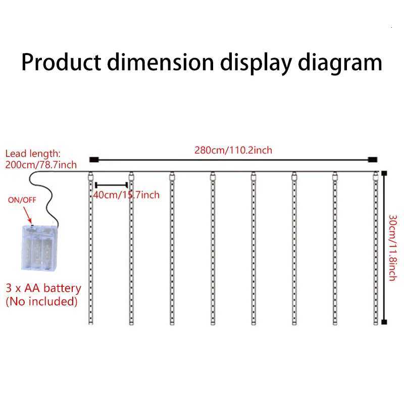 8 Tubes Meteor Rain LED Lights Christmas Street String Light Battery Power Outdoor Garden Wedding Eave Decoration Holiday Lamp W251107