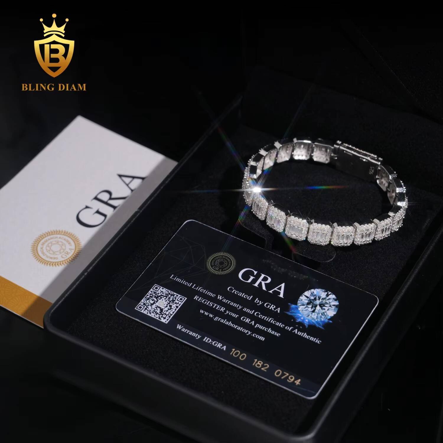 D Color VVS Moissanite Diamond Sterling Silver 925 9MM Lab Grown Diamond Bracelet Moissanite Cuban Link Bracelet