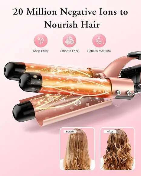 BESTOPE PRO Waver Iron Wand, 5 In 1 Curg Set With 3 Barrel Crimper For Women, Fast Heating Hair Wand Curle