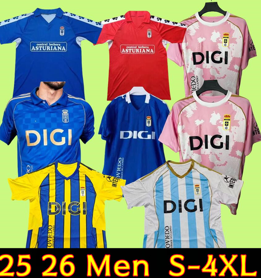 90 91 Retro Real Oviedo 2025 2026 Camisetas de futbol 25 26 Home Soccer Jerseys S.CAZORLA BARCENAS JOHANNESSON IBRA SAUL Football Shirt R.FOLCH