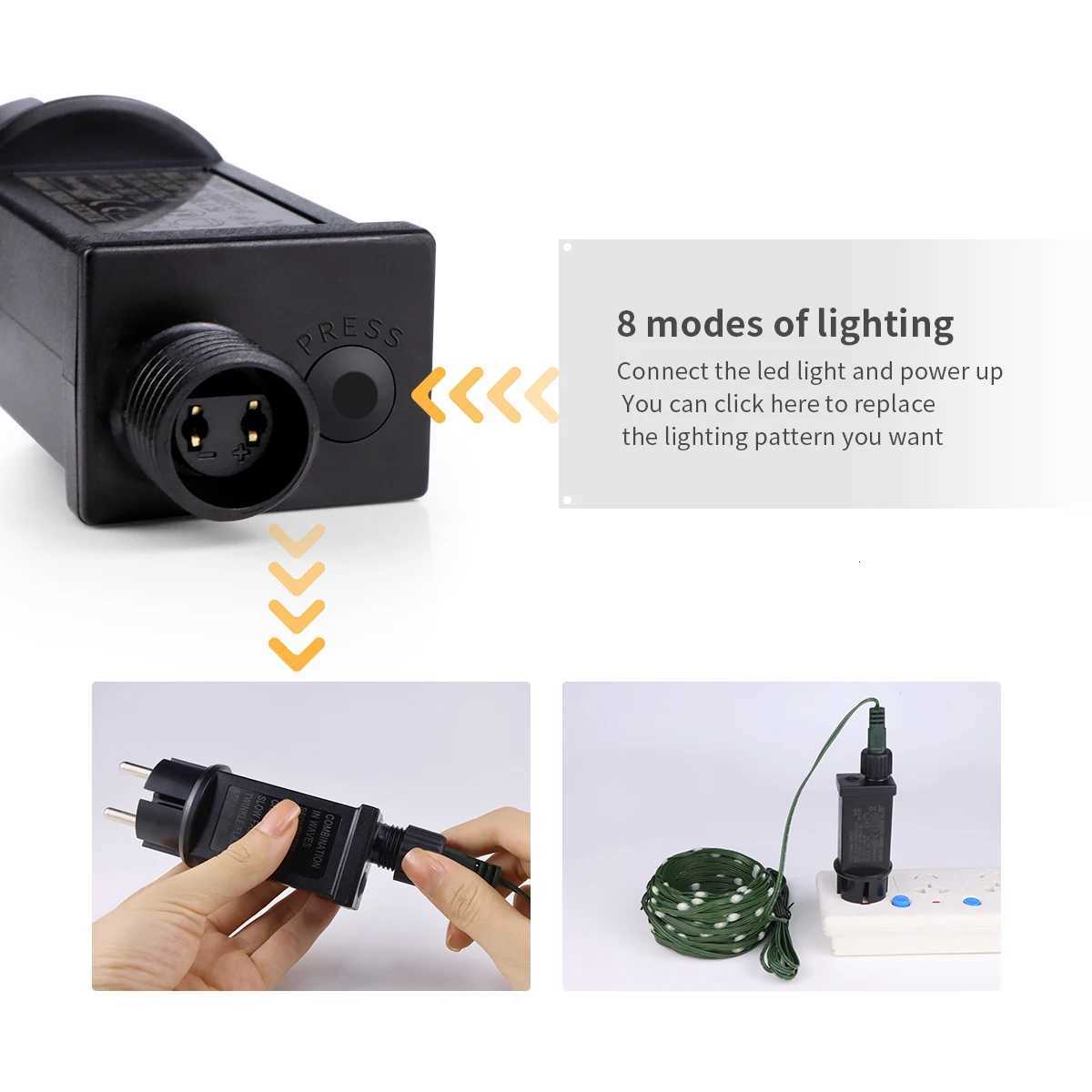 10M-100M Green Wire Outdoor LED String Lights Waterproof 100LED-800LED Fairy Garland Holiday Party Christmas Tree Wedding Decor W251107