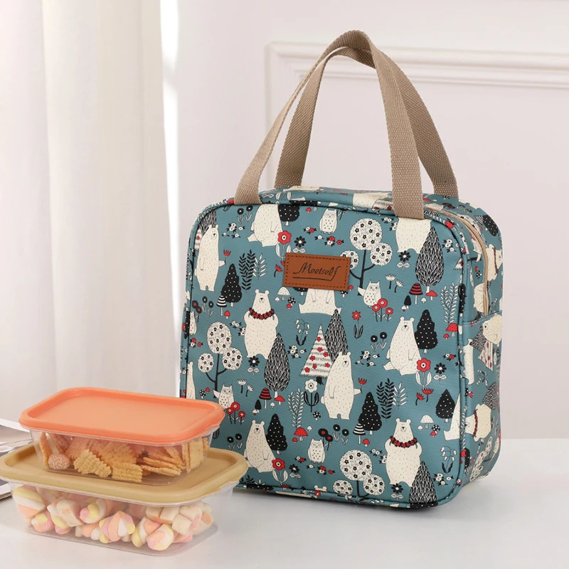 Portable large capacity insulated lunch bag waterproof cloth handbag box outdoor carrying picnic 250401