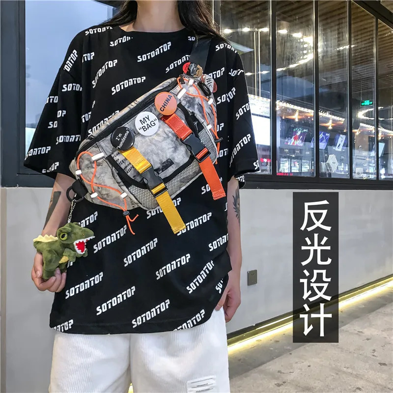 Punk hip-hop Techwear waist bag unisex casual sports single shoulder cross body chest bag Harajuku casual Fanny bag 250402