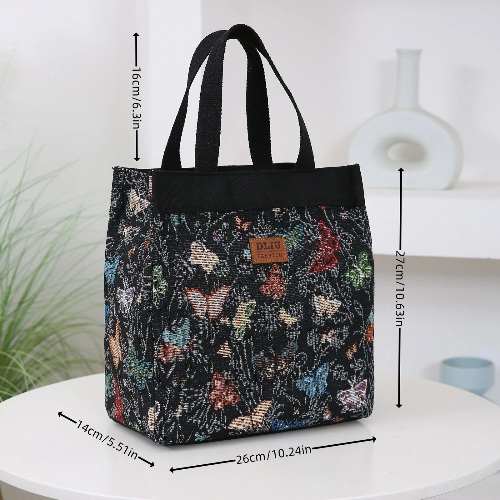 knitted jacquard fabric large capacity handbag dedicated to carrying lunch box bags and mothers daily storage 250401