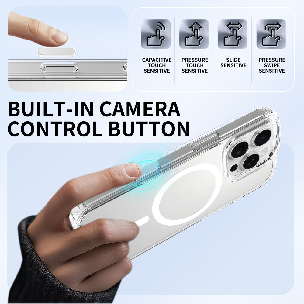 Magnetic Transparent Phone Cases for iPhone 17 Pro Max Air iPhone 16 Plus with Slim Military Grade Drop Protection Rugged Shockproof Protective Cell P