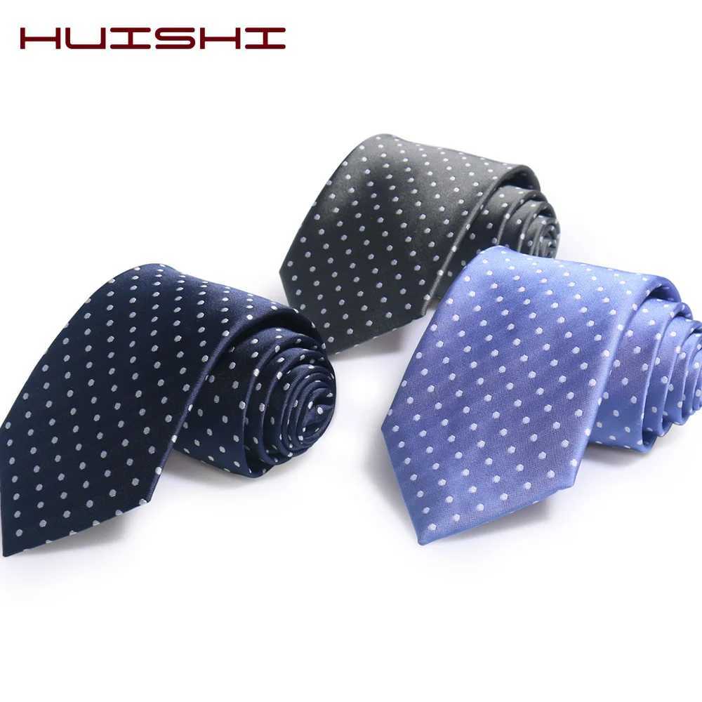 HUISHI 8cm Dot Neckties Skinny Fashion Business Men Polter Microfiber Neck Tie Polka Check Men Neckie For Gentlemen Wedding X250407