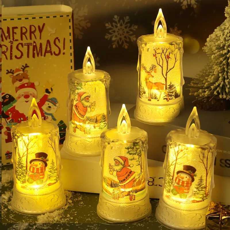 Flameless Led Candle Christmas Electronic Candles Santa Claus Tealight Flickering Battery Operated Lamp Christmas Wedding Decor W251107