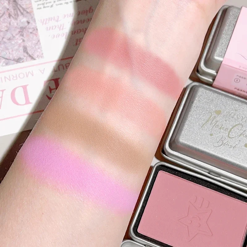 Powder blusher 4 available colors peach matte powder in metallic tin durable color and contour enhancer no fly 250325