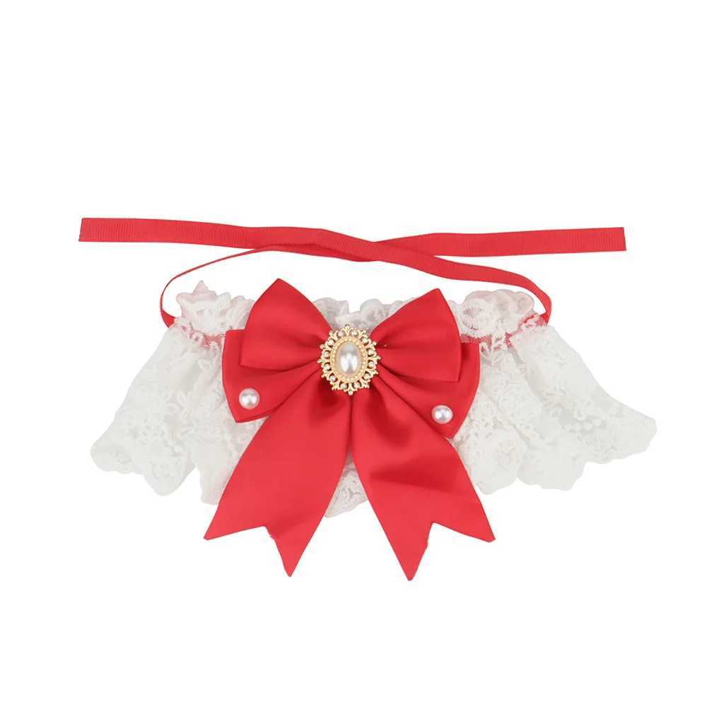 Lace bow cat dog collar princess jewelry necklace tie pet scarf bib wedding accessories M250407