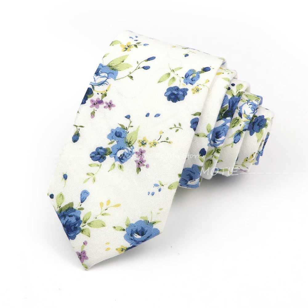 Pretty Lovely Floral Pattern Tie Cotton White Green Necktie For Wedding Business Party Daily Dress Decoration Accessories Gifts X250407
