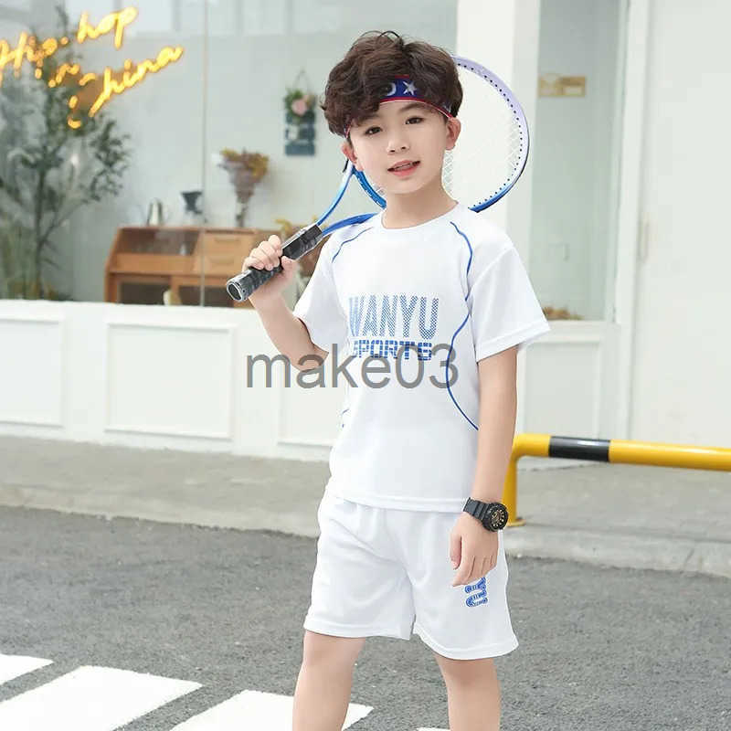 Childrens tennis track and field suit summer short sleeved two-piece 4y-12y childrens sports set boys T-shirt+shorts J250403