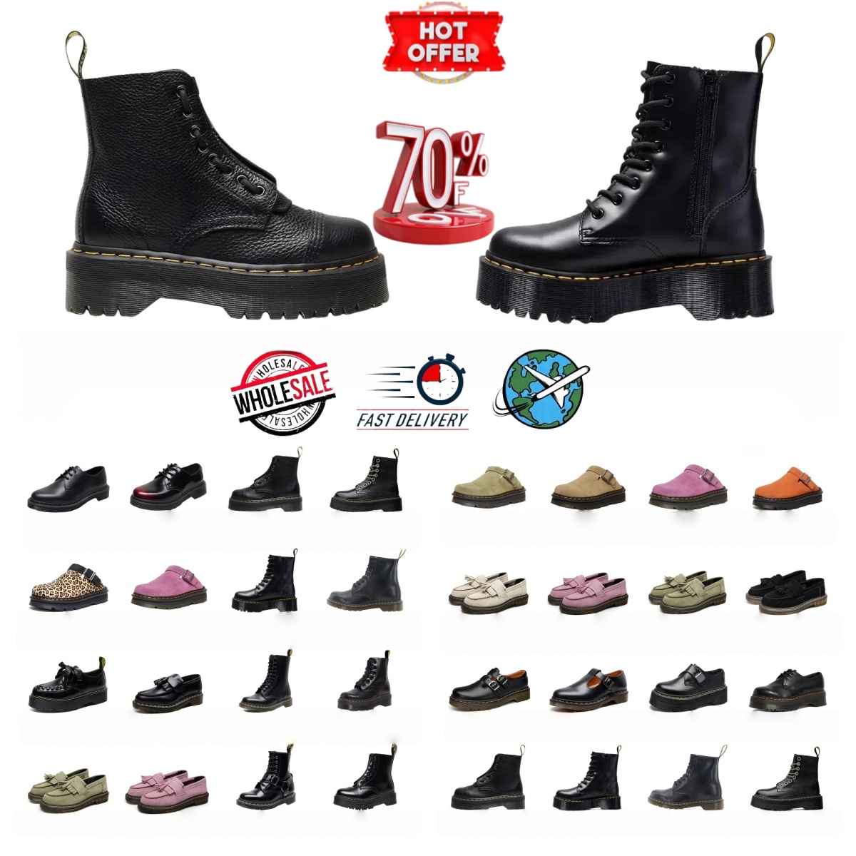 2025 New designer boots Pattern Doc Womens Triple Black Classic Ankle Boots Mens Sneakers Designer Platform Boot Leather Oxford Bottom top quality dr boot 5aa