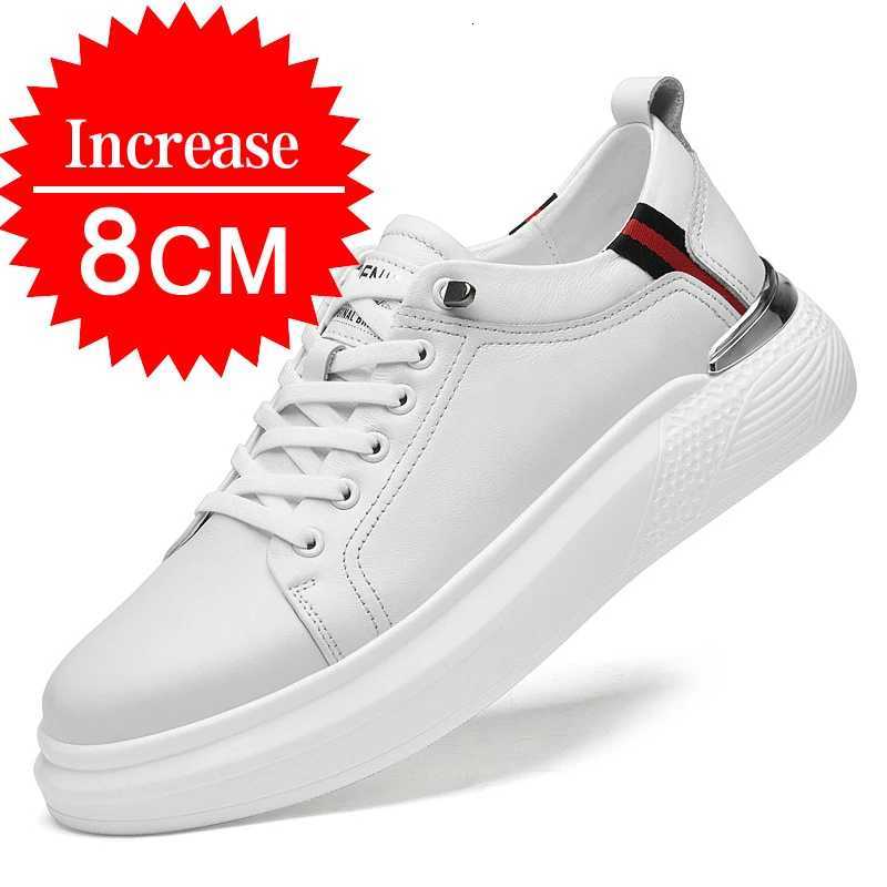 2024 Mens Genuine Leather Sneakers Elevator Shoes Invisible Breathable Heightening Shoes 8/10cm Mens Casual Fashion Sneakers Z251107