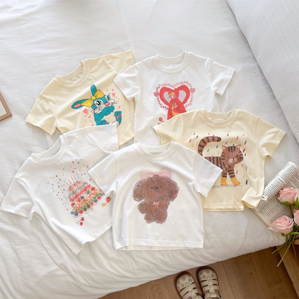 Ddmyshoesvip Pure Cotton Children S Summer New Cartoon Printed Short Sleeved T Shirt For Girls And Babies Cute Boys Casual Top