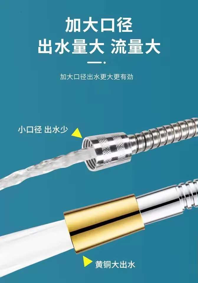 15/2/ Silver Large Flow Stainless Steel ible Shower Hose Long Bathro Shower Pipe Enlarged Inner Tube Bathro Accessory Y251107