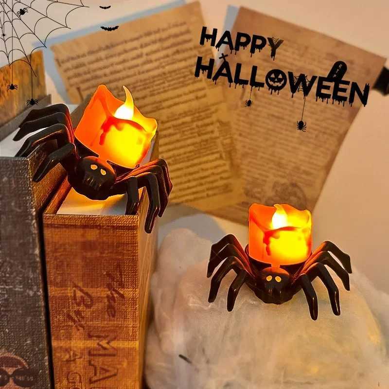 3/12/24Pcs Halloween Spider Night Light LED Horror Spider Light Spider Back Eye-popping Candle Lamp Party Decoration Props W251107