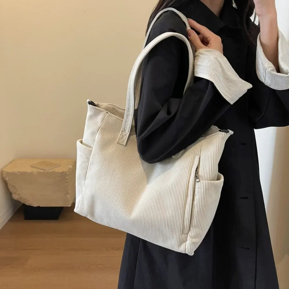 Fashion Versatile Shoulder Bag College Wind Commuting Corduroy Square BagUnisex Large Capacity Leisure Portable Crossbody Bag250403