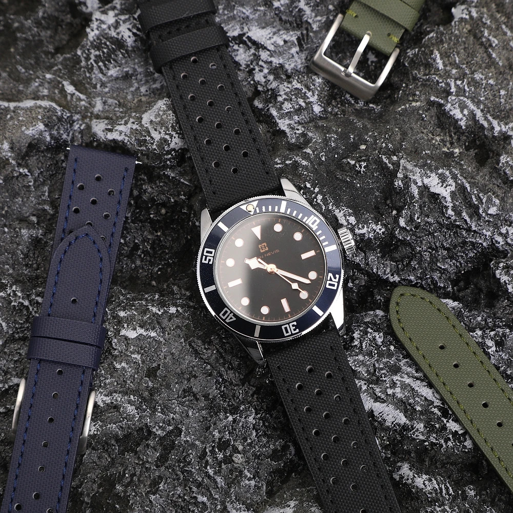 Rally Watch Band Quick Release Durable Sailcloth Leather Strap 18mm 19mm 20mm 22mm Watchband Accessories Perforated Belt 251107