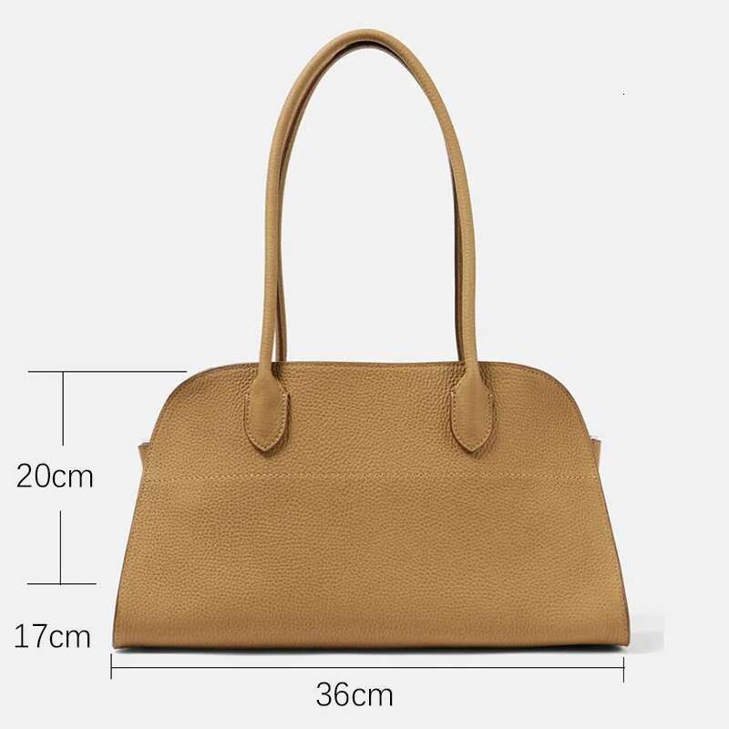 Donna-in Large Tote Genuine Full Grained Leather Long Handle Shoulder Bag Natural Cowhide Business Handbag for Work Commuting