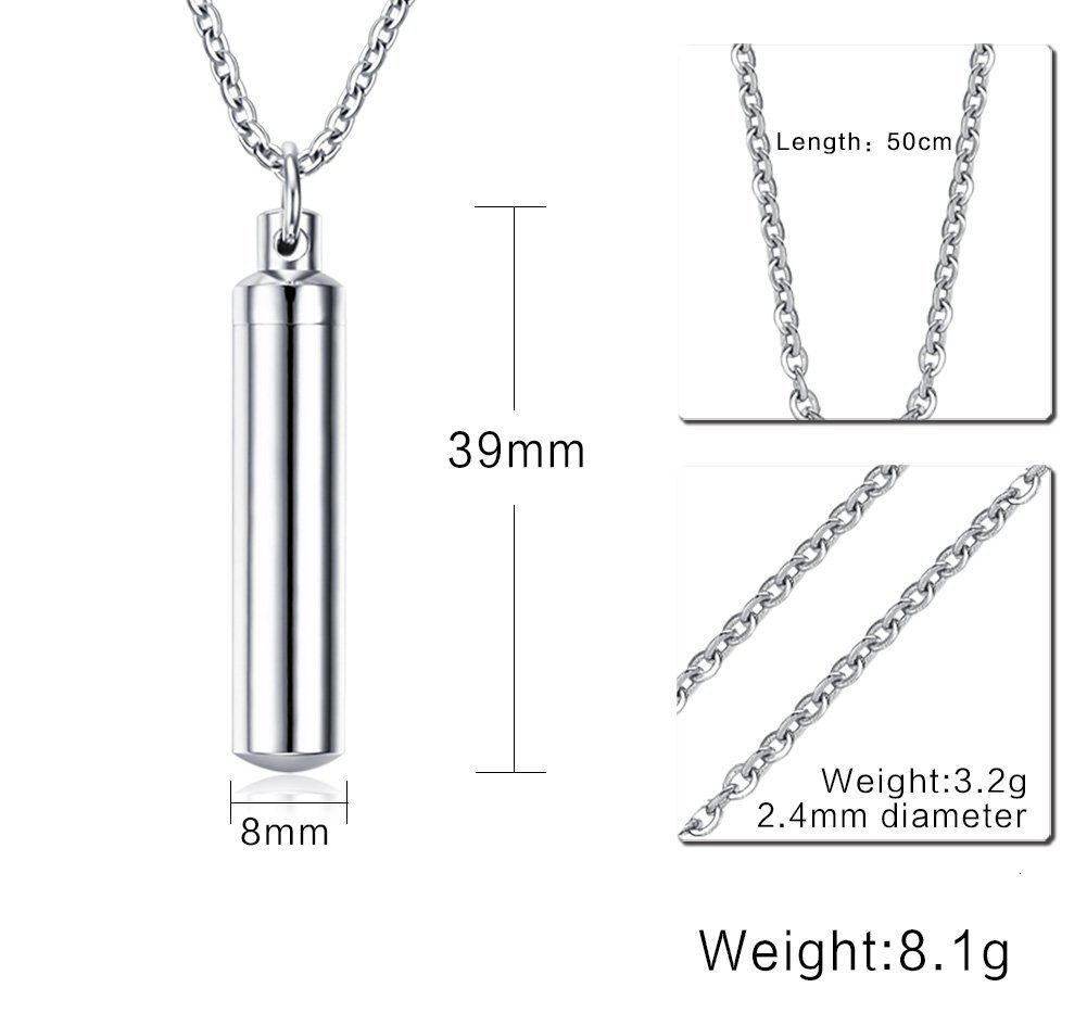 Hot selg stainless steel creative cydrical urn urn, engraved commemorative pendant accessory, can be opened necklace
