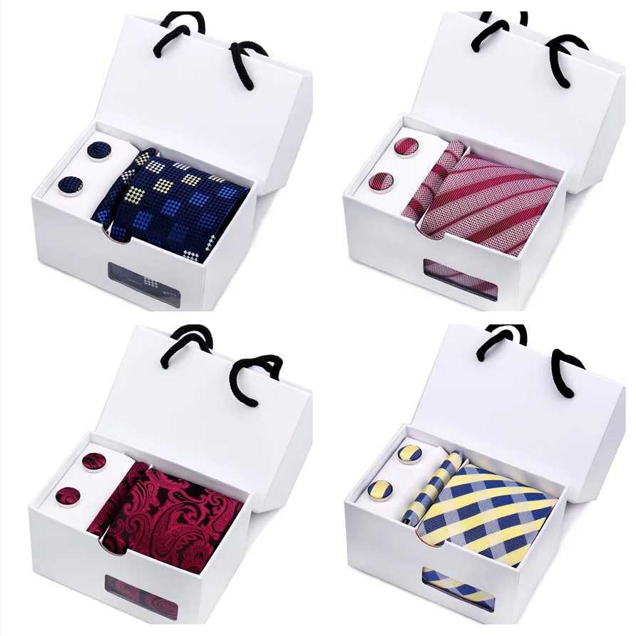 Mens Tie Set In A Box Paisley Ties For Men Gifts Luxury Necktie Pocket Square Cufflinks Wedding Business Formal Suit Tie X250407
