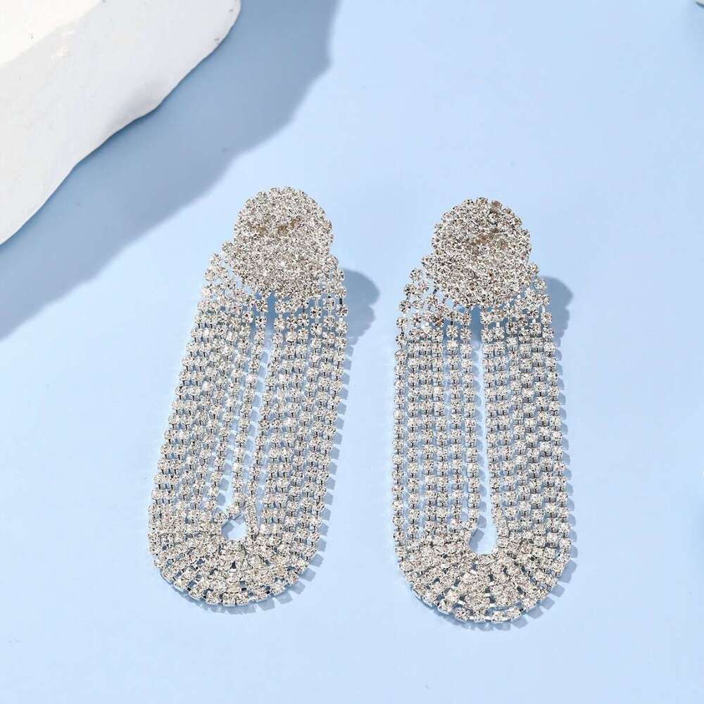 2024 Winter Activity Style Exaggerated Size Round tassel Copper Claw Chain Water Dia Imitation Electroplating Stainless Steel Needle Earrings for Wome