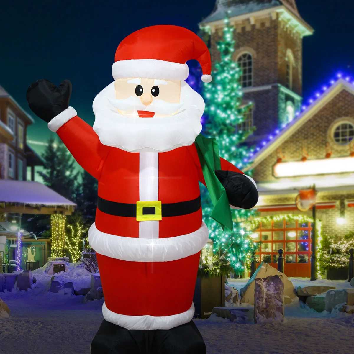 Christmas Inflatable Decorations - Gingerbread Man Glowing Snowman Branch Snowman Gift Bag Snowman LED Light Lawn Decorations W251107