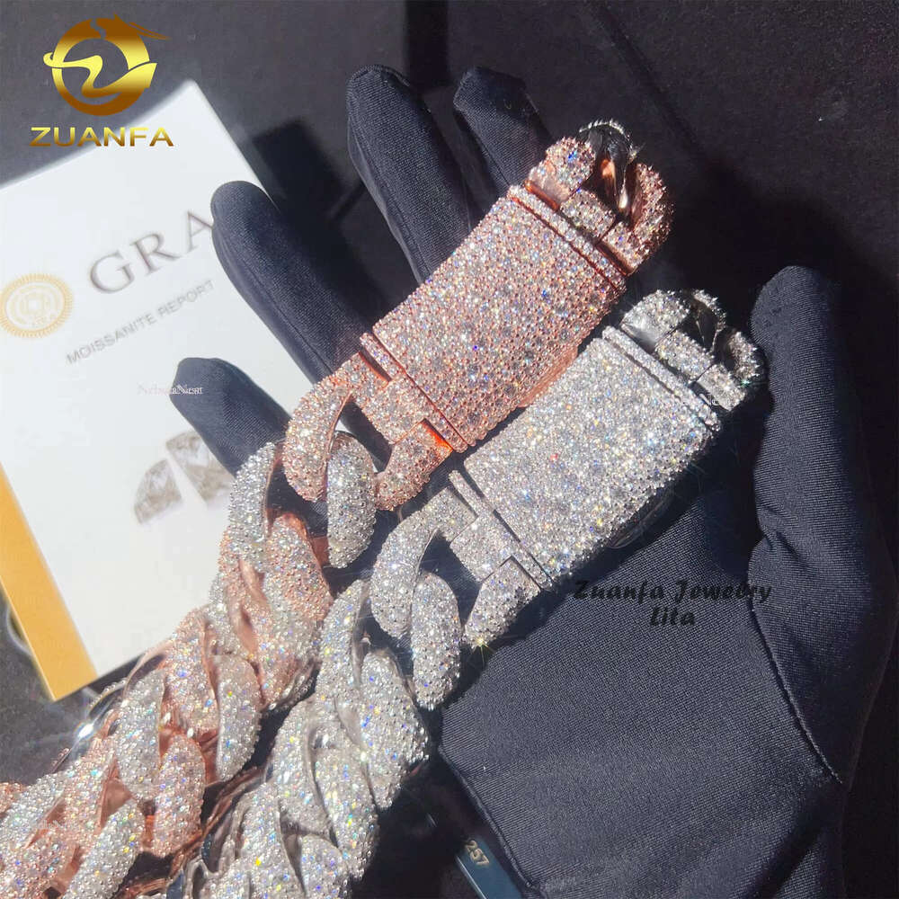 Rapper Jewelry Solid Heavy 930g 28mm Hip Hop Sier Iced Out Moissanite Miami Cuban k Chain