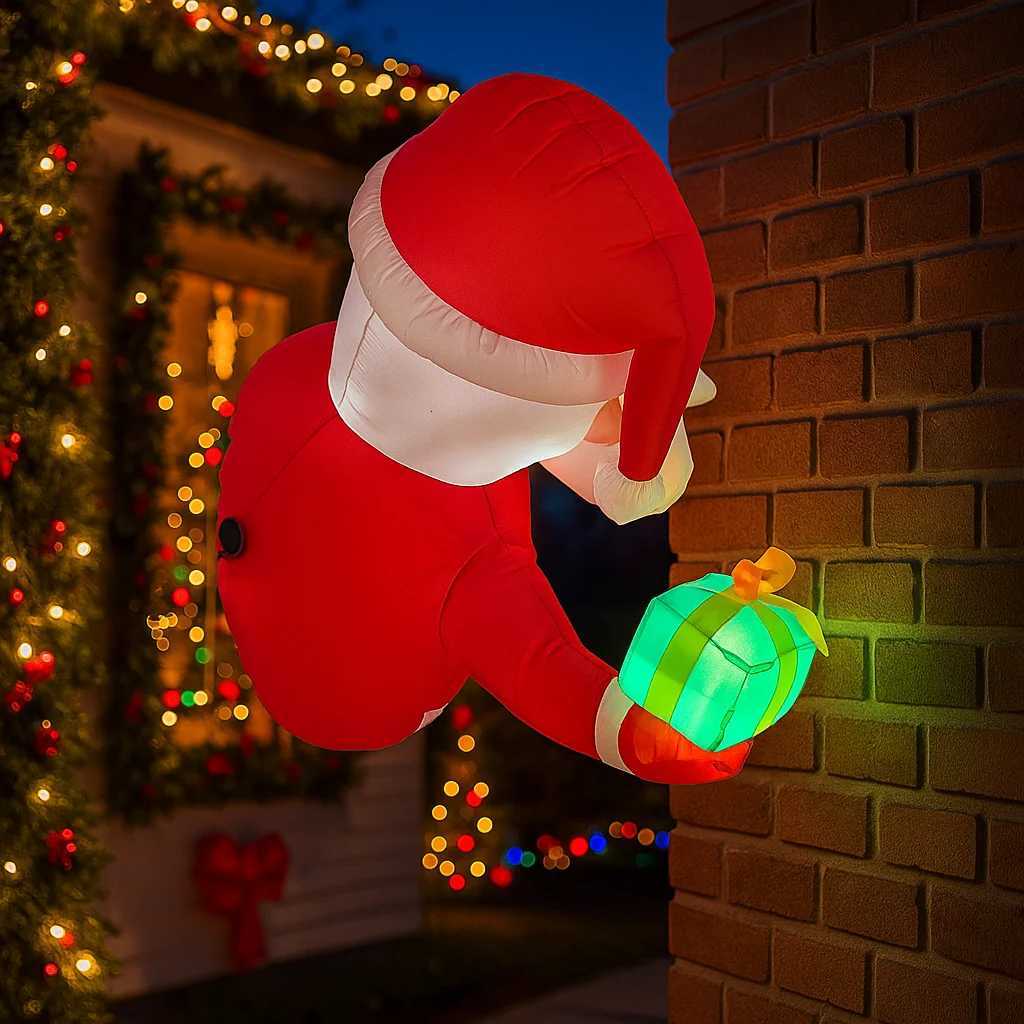 32FT Outdoor Holiday Inflatable Decorations Santa Claus Gift Xmas Yard Lawn Party Ornaments Lights Christmas Home Toy W251107