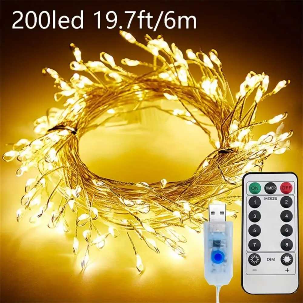 1PC 3M100LED/6M200LED/9M300LED/12M400LED Christmas USB with remote control firecracker light stringused for party decoration W251107