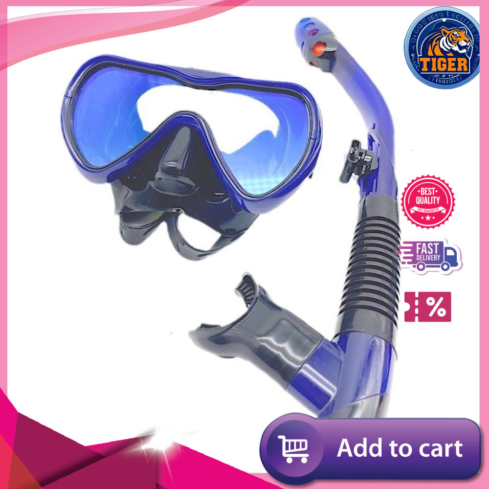Ddmytiger Professional Snorkeling Two Piece Breathing Tube Set For Men And Women Adult Large Frame Silicone Face Diving Goggles H