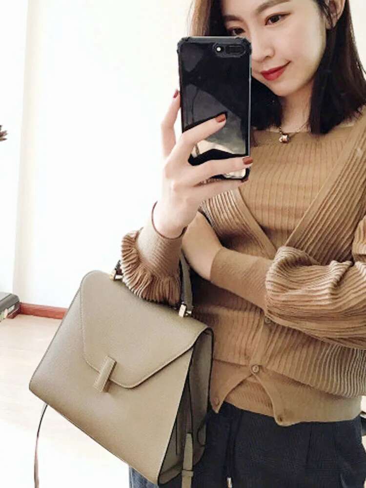 Fashion Women Cow Split Leather Handbag Party Pack Totes Satchels Slung Crossbody Messenger Bag Office Ladies Hasp Shoulder Bags