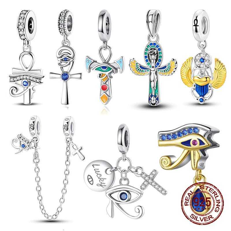 925 Sterling Silver Egyptian Symbol Amulet Pendant Ankh Eye of Horus Charm Fit Original Charms Bracelet Women DIY Jewelry GiftXJ251107