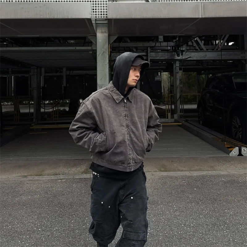 Yao Fashion Vintage And Casual Jacket Style Streetwear Solid Color Zipper Oversize Coat For Men 250313