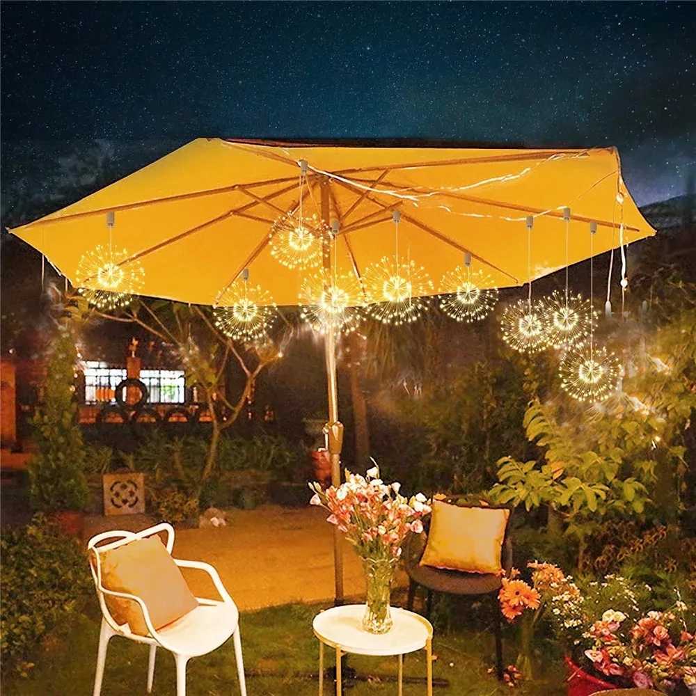 LED Copper Firework Lights 8 Modes Fairy Starburst Light with Remote Outdoor Decorations for Home Party Cafe Wedding W251107