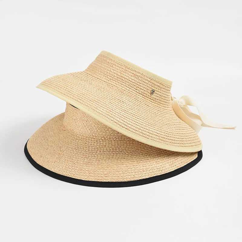 USPOP Hat Women Summer New Designer Edged Straw Sun Hat Foldable Raffia Large Brim Hollow Top Beach Hat Z250407