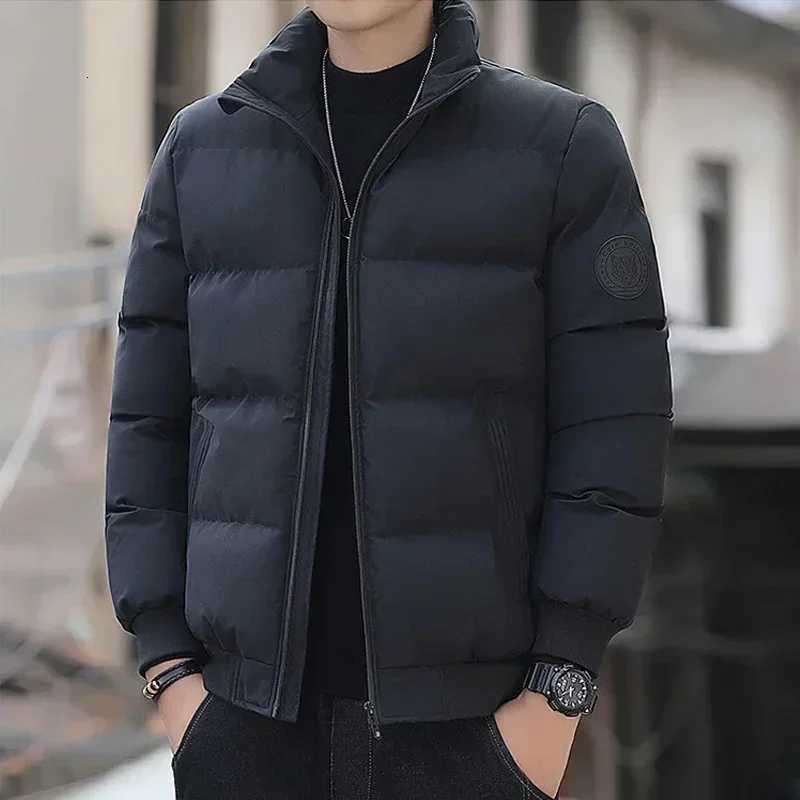 Mens Winter Parka Thickened Waterproof Warm Coat Stand Collar Streetwear Jacket Windproof Loose Fit Outdoor Zipper CoatT251107