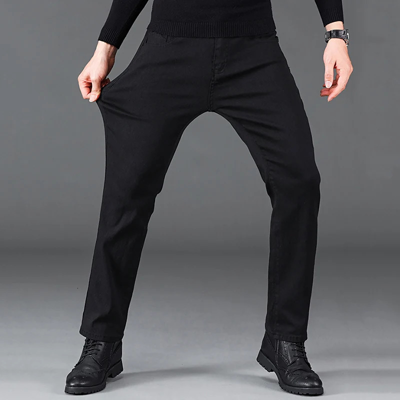 Mens highquality fashion denim pants mens Japanese slim fit streetwear casual jeans young and trendy classic black Trouser 250401