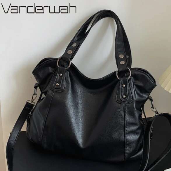 PU Leather Women Shoulder Large Capacity Crossbody Bags Retro Solid Color Female Travel Shopper Big Casual Tote Bag Business